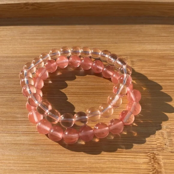Rose Quartz Glass Beads - Picture 5 of 7